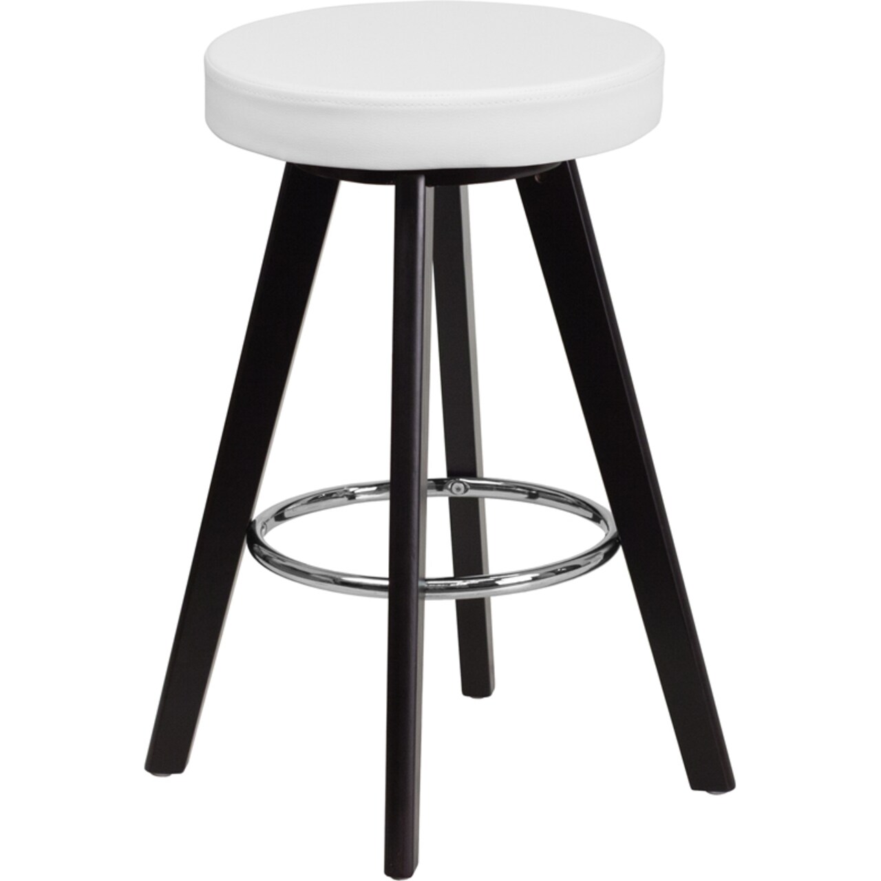 Flash Furniture Trenton Series 24'' High Contemporary Cappuccino Wood Counter Height Stool with White Vinyl Seat